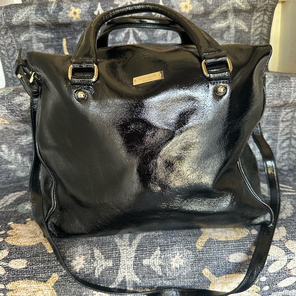 Kate Spade black patent leather work/school satchel